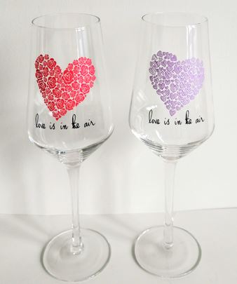 Weinglas Valentinstag Edition