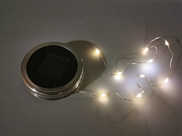 Deckel mit Solar für Gläser mit LED Lichterlette