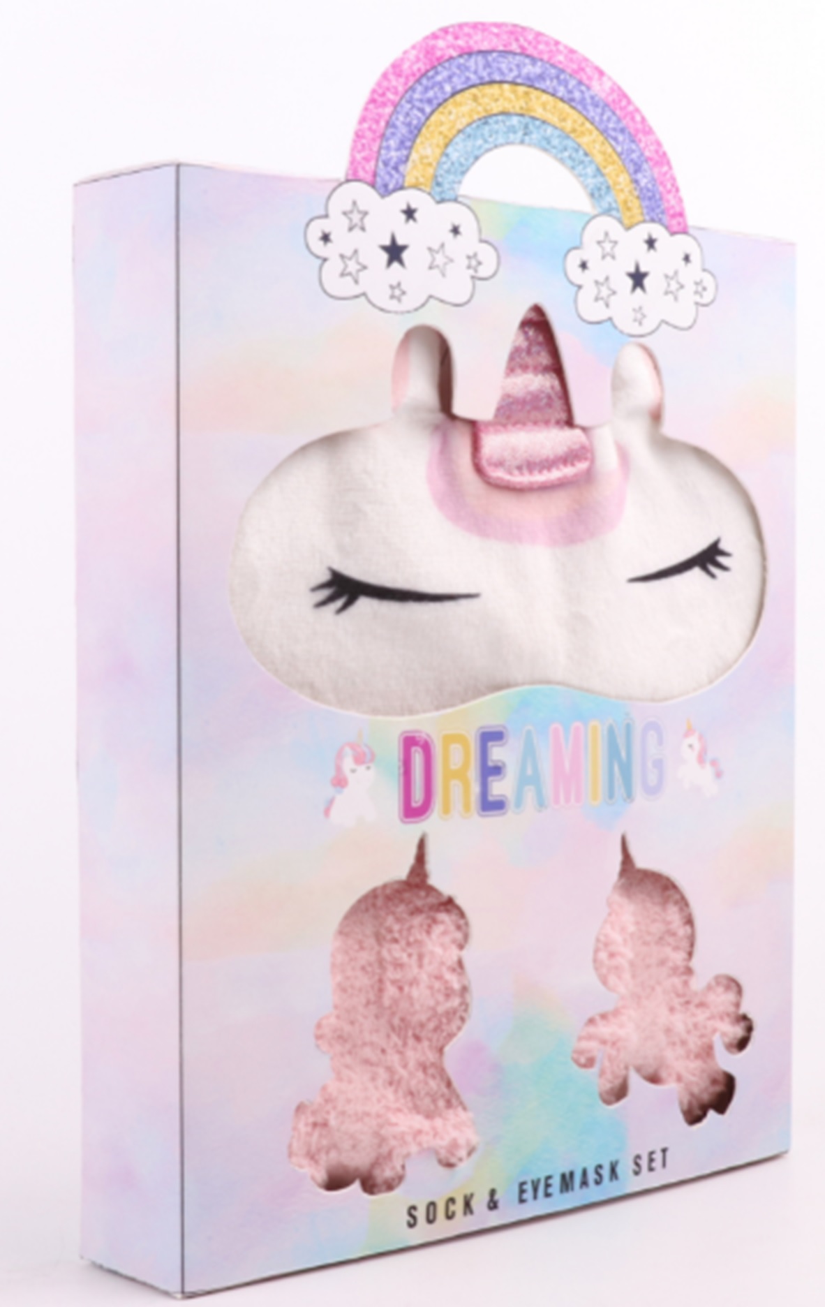 Einhorn Socken- und Augenmasken Set