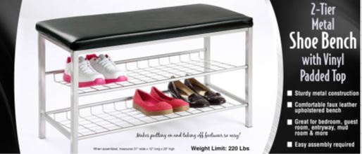 Schuhregal mit Leder Sitzfläche