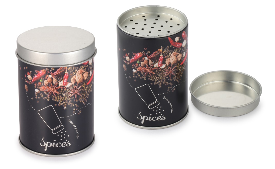 Gewürzbehälter mit Deckel, aus Metall