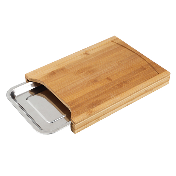 Schneidebrett mit Edelstahlbehälter