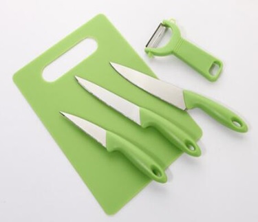 Messer-Set mit Schneidebrett, 4-teilig