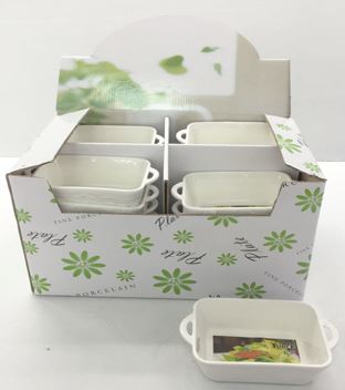 Rechteckiges Schälchen aus Porzellan