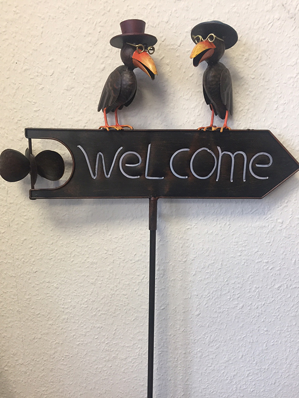 Gartenstecker Welcome mit Raben