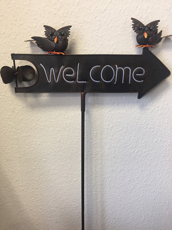 Gartenstecker Welcome mit Eulen