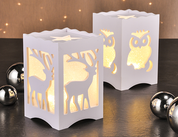 LED-Laterne "Eule" oder "Rentier"