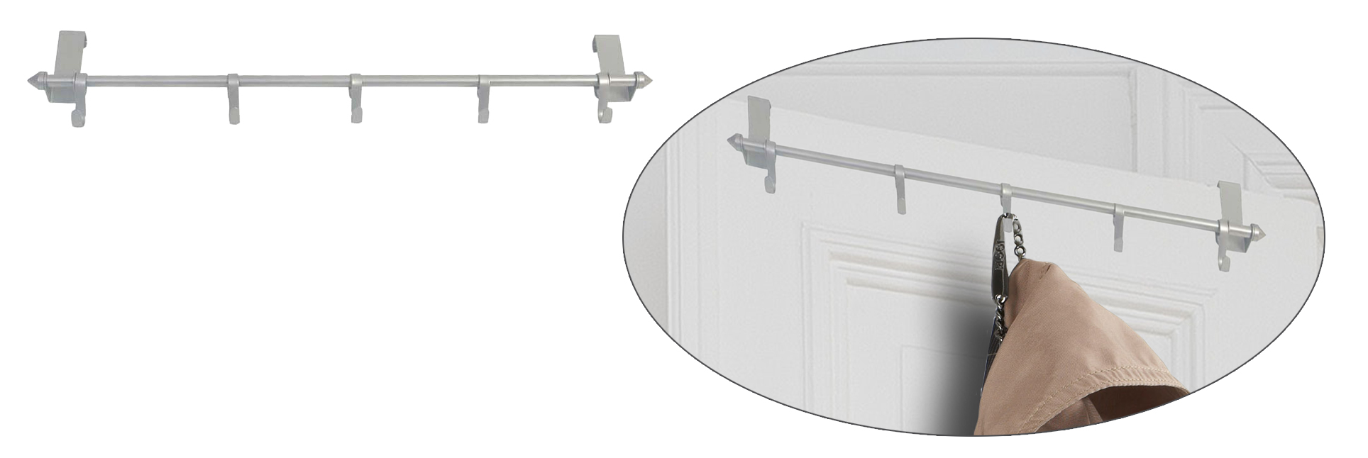 Türhakenleiste mit verschiebbaren 5 Haken