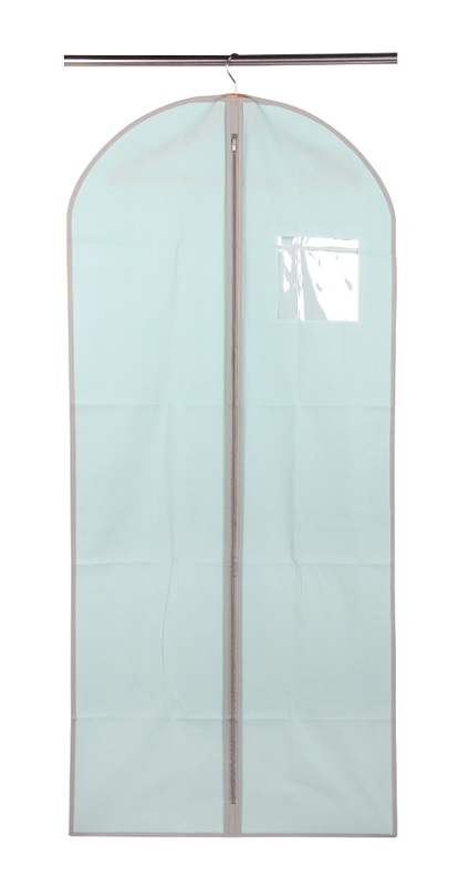 Kleiderschutzhülle, pastellblau mit grau abgesetz-