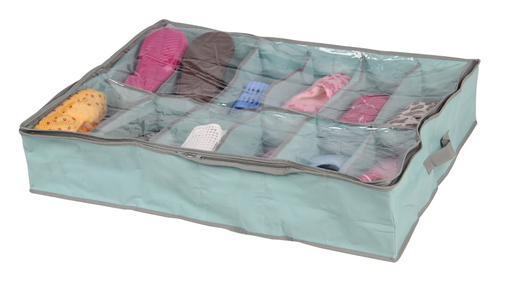 Schuh-Kommode, pastellblau mit grau abgesetzten