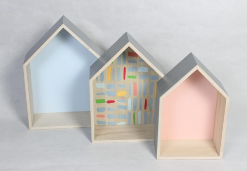 Dekoregal-Set aus Holz, 3-teilig