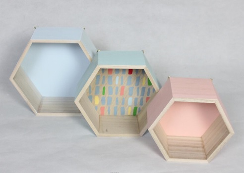 Dekoregal-Set aus Holz, 3-teilig