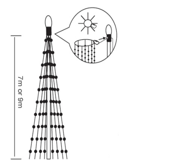 Fahnenmast-Lichterkette
