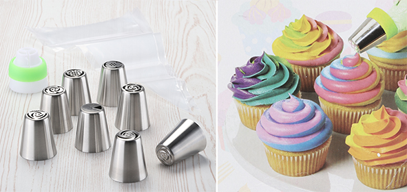 Spritztüte mit versch. Dekoriertaufsätzen