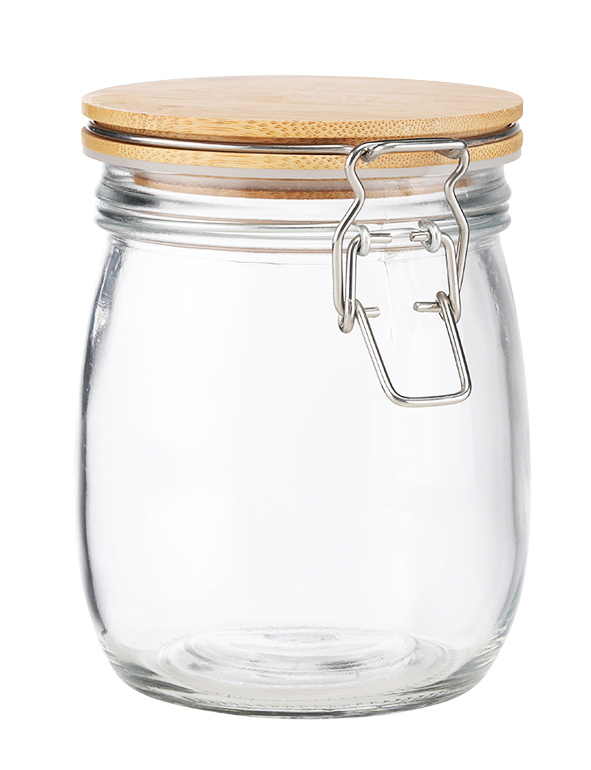 Glas mit Bambus Deckel