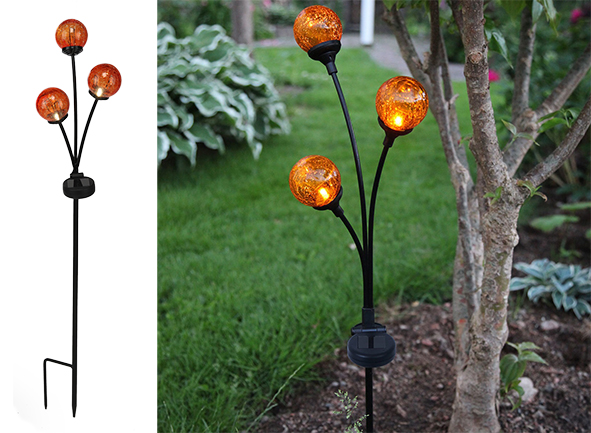 Solar Gartenstecker mit 3 Glaskugeln