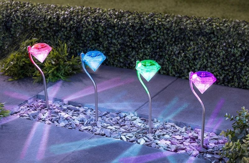 LED Solarlicht Diamant 4er Set
