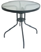 runder Glastisch mit Metallrahmen