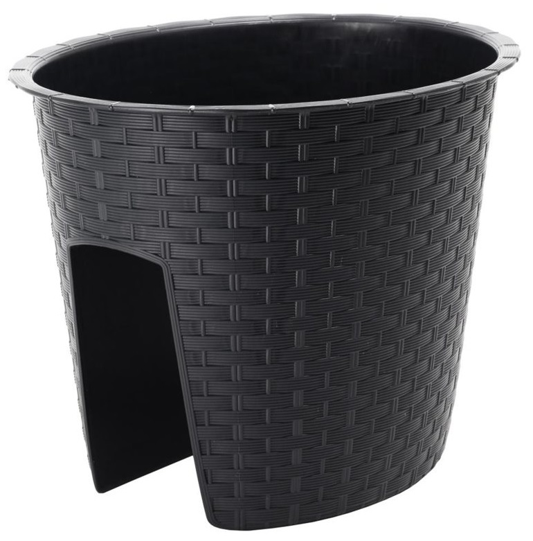 Rattan Blumentopf für Geländer & Balkone