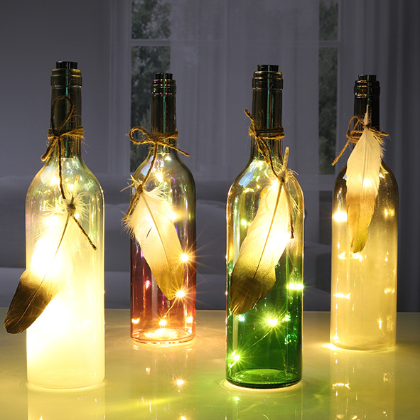 Farbige Glasflasche mit LED