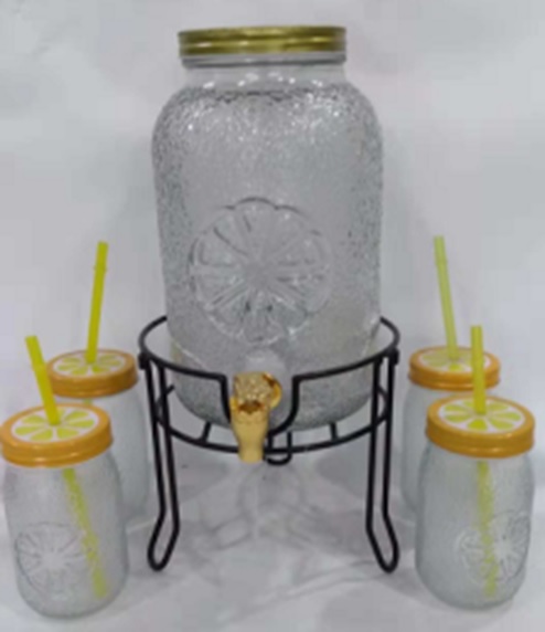 Getränkespender Set mit 4 Trinkgläsern