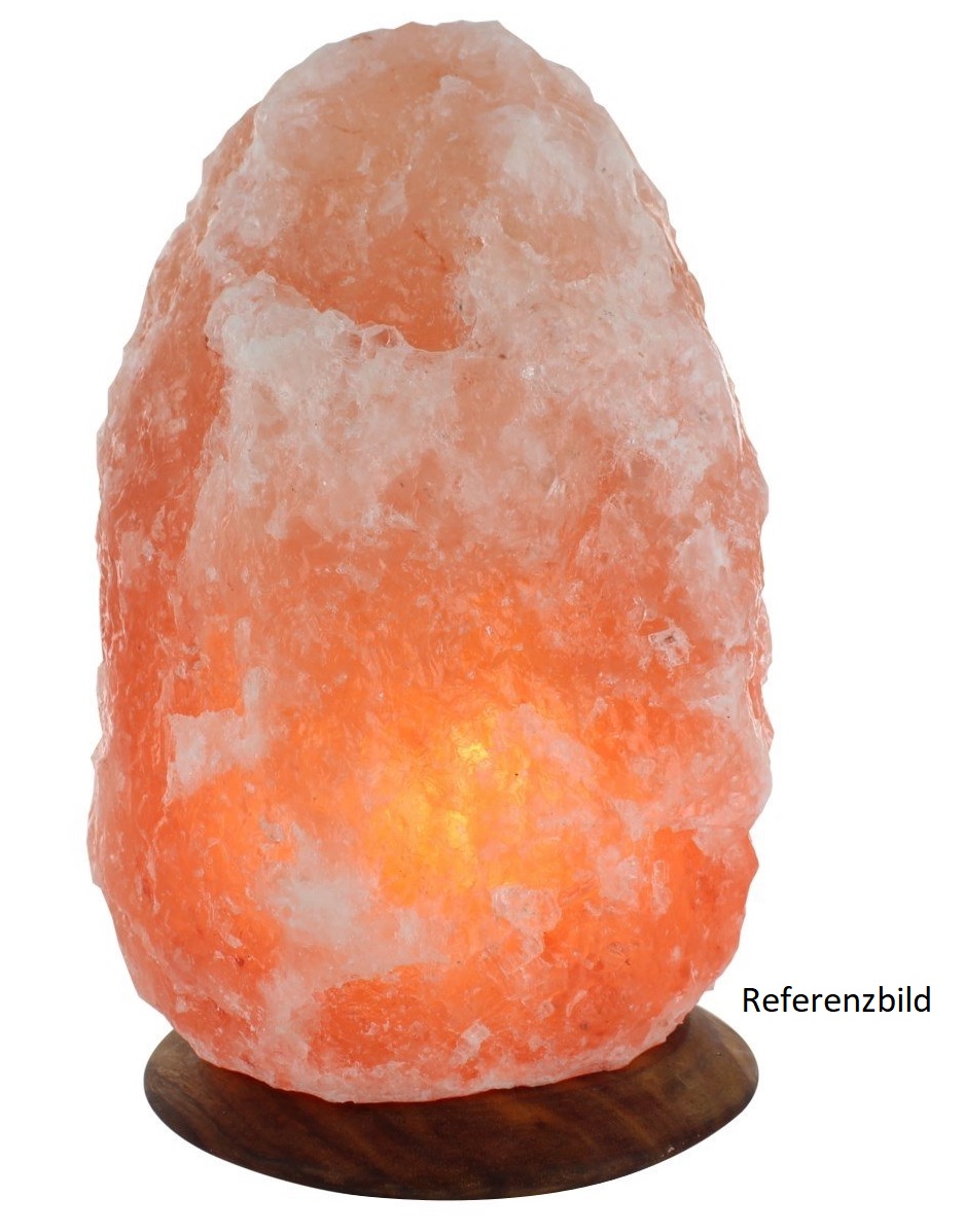 Salzkristall-Lampe mit Holzfuß