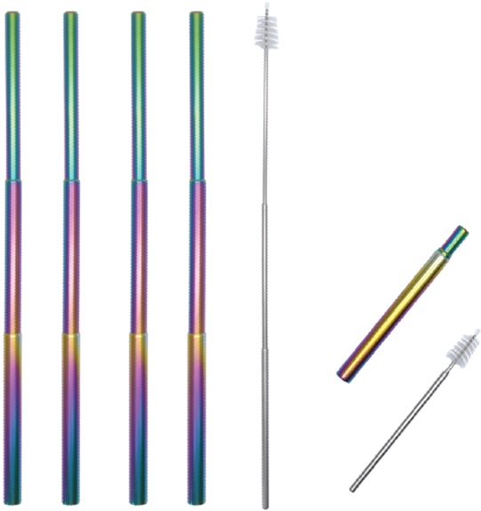 Edelstahl Trinkhalm, ausziehbar, farbig