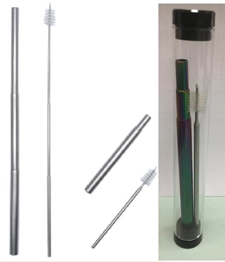 Edelstahl Trinkhalm Set, ausziehbar