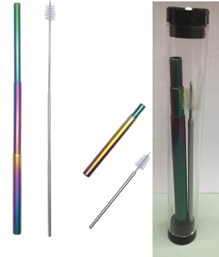 Edelstahl Trinkhalm Set, ausziehbar