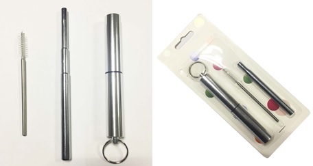 Edelstahl Trinkhalm Set, ausziehbar