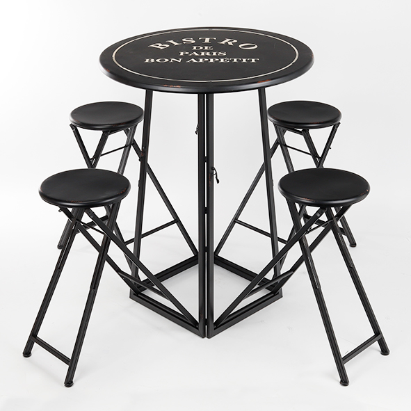 Gartentisch mit 4 ausklappbaren Hockern