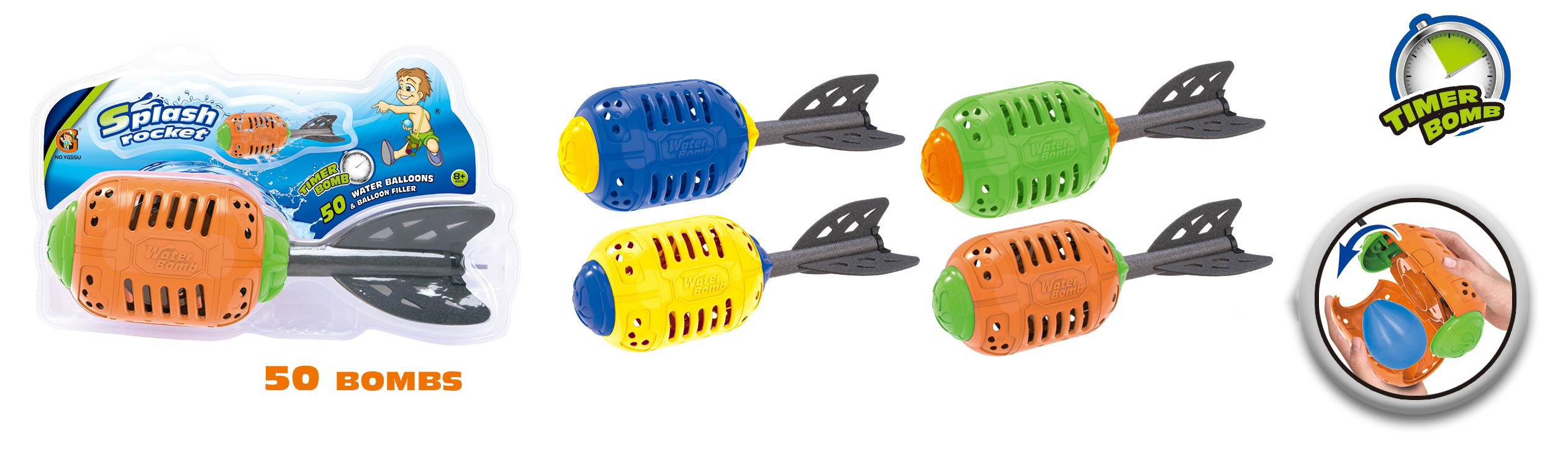 Wurfrakete für Wasserbomben