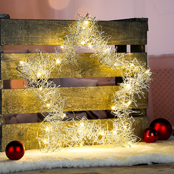 Metall Stern mit 30  warm weißen LED