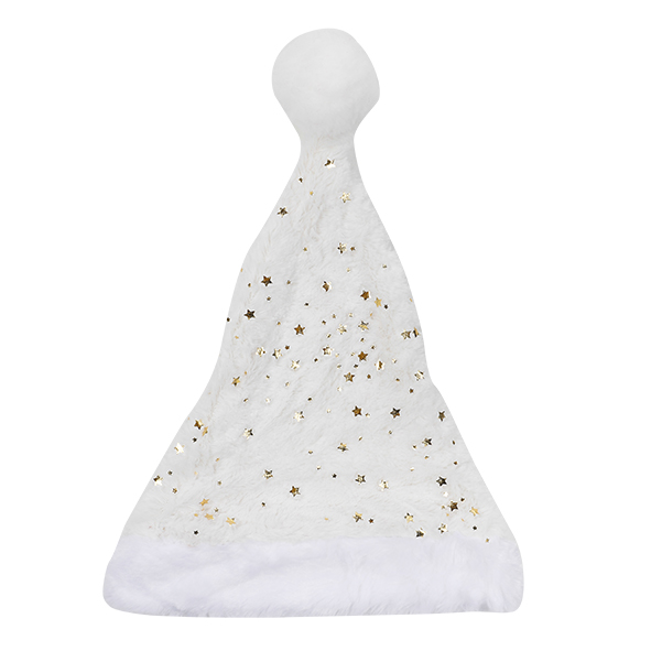 Weihnachtsmütze weiß mit goldenen Sternen