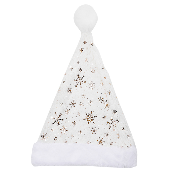 Weihnachtsmütze weiß mit silbernen Sternen