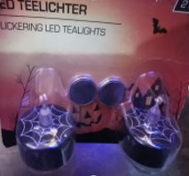 LED Teelicht mit Spinnennetz-Aufdruck