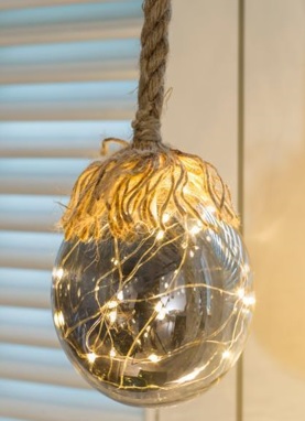 LED Glas Kugel mit Seil