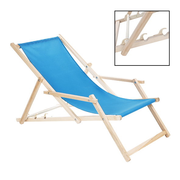 Sonnenliege aus Holz mit Armlehne