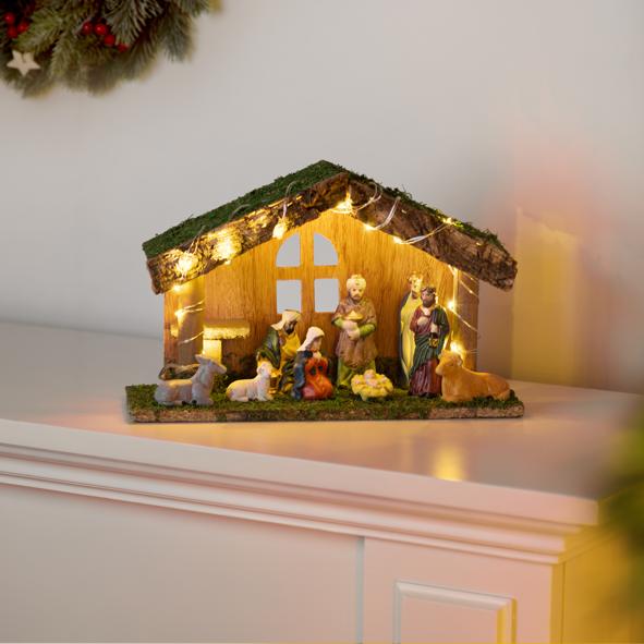 Weihnachtskrippe mit 9 Figuren