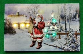 Wandbild 3D Metallmotiv Weihnachtsmann