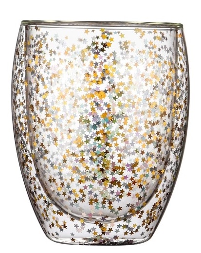 Latte Macchiato-Glas mit sternförmigem Glitzer