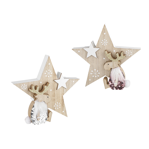 Holzstern mit Rentier