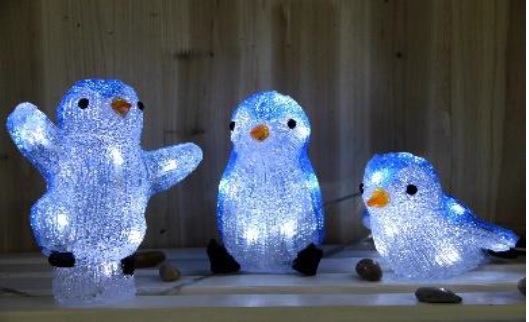 3er Set LED Acryl Vögel