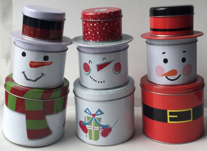 Weihnachts-Keksdose im Schneemanndesign