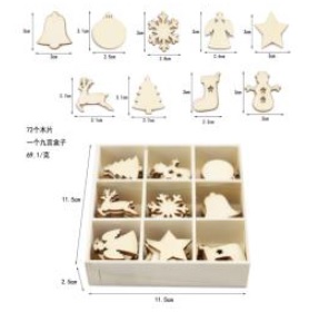 Holzbaumbehang weihnachtliche Formen 72er Set