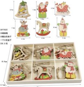 90er Set Weihnachtsanhänger aus Holz