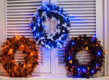 Halloweenkranz mit 20 LEDs (versch. Designs)