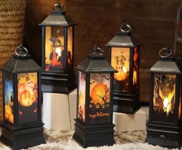 Halloweenlaterne mit gelber LED (versch. Designs)