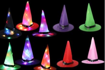 Halloween Hexenhüte mit 10 bunten LEDs