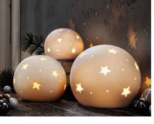 3er Set LED Kugeln aus Keramik